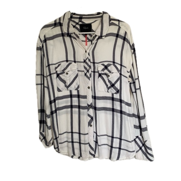 Rails Soft Button Down Blue White Flannel Size XS - Picture 2 of 5